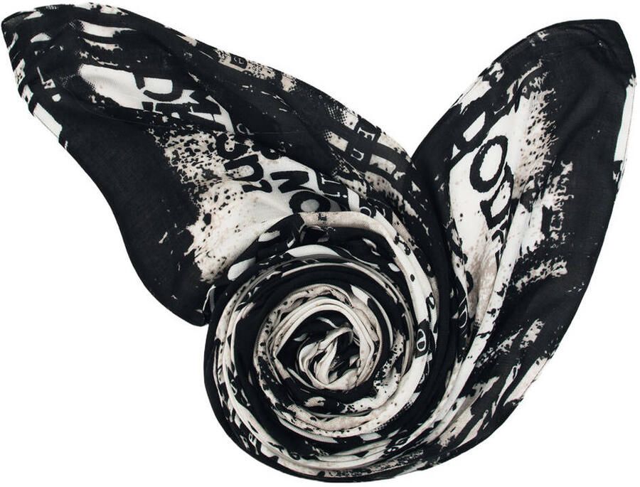 Desigual sjaal met print ecru zwart