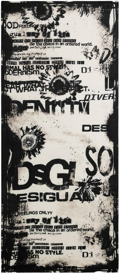 Desigual sjaal met print ecru zwart - Foto 3