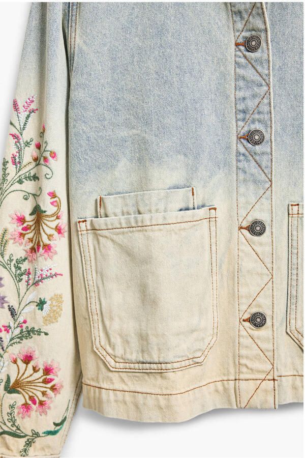 Desigual Trainingsjack Denim jasje bloemen borduurwerk lange mouwen - Foto 2