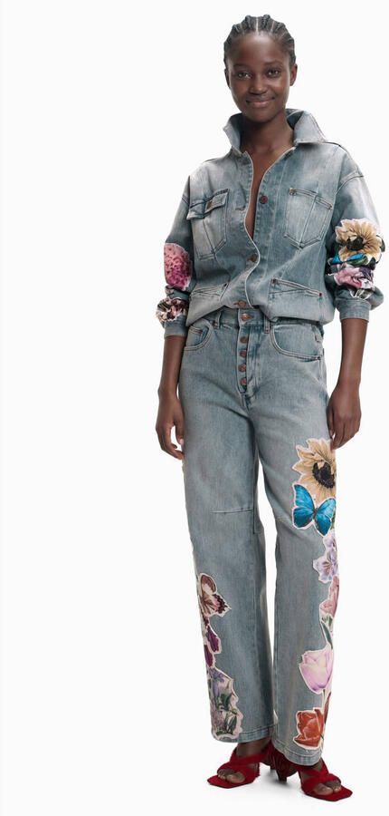 Desigual spijkerjas met borduursels blauw