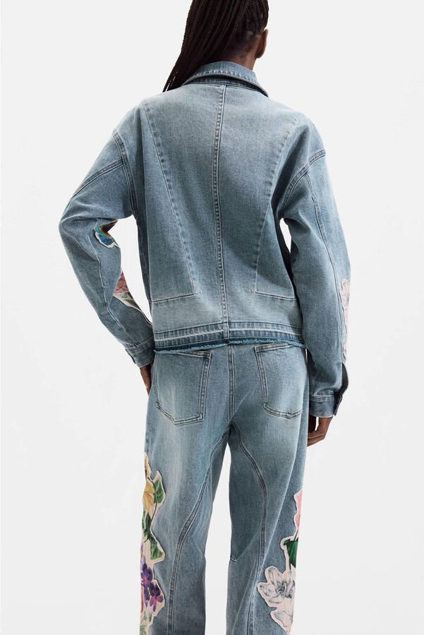 Desigual spijkerjas met borduursels blauw - Foto 3