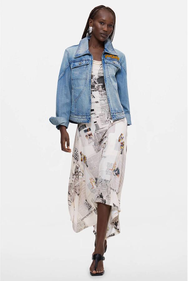Desigual spijkerjas met borduursels lichtblauw