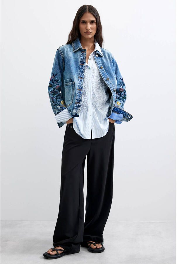 Desigual spijkerjas met borduursels mediumblauw - Foto 2