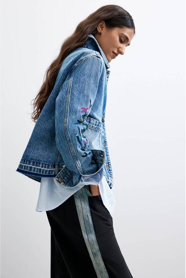 Desigual spijkerjas met borduursels mediumblauw - Foto 3
