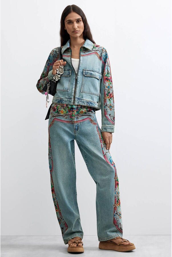 Desigual spijkerjas met print lichtblauw - Foto 3