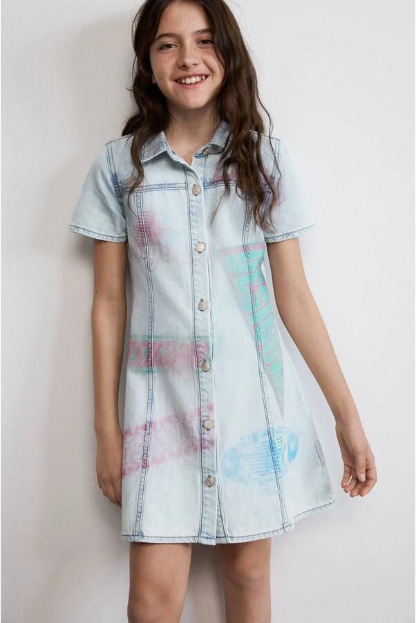 Desigual spijkerjurk met tekst lichtblauw