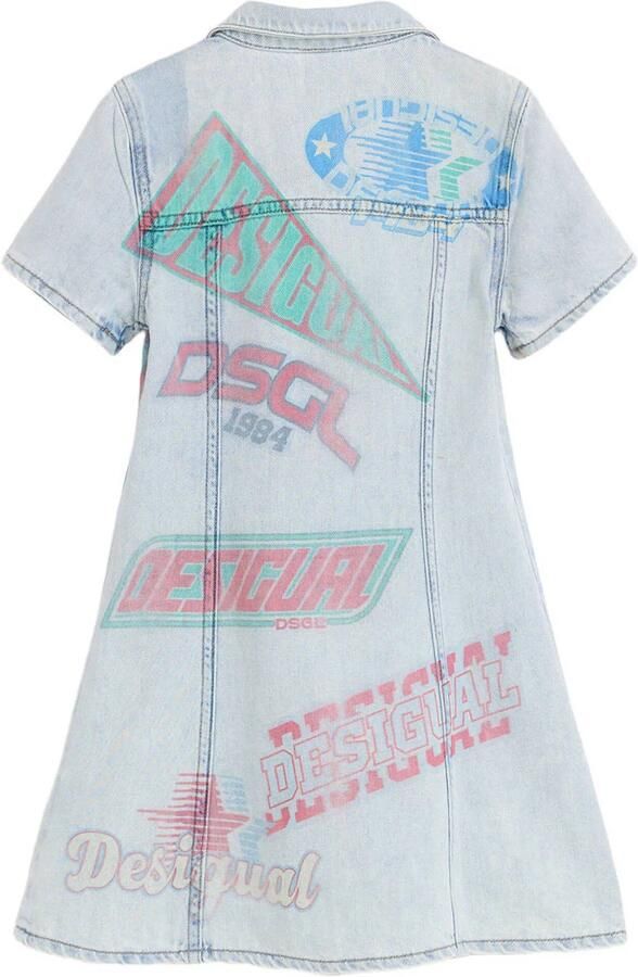 Desigual spijkerjurk met tekst lichtblauw - Foto 2