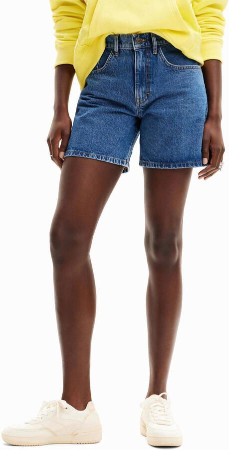 Desigual straight fit denim short medium blue denim