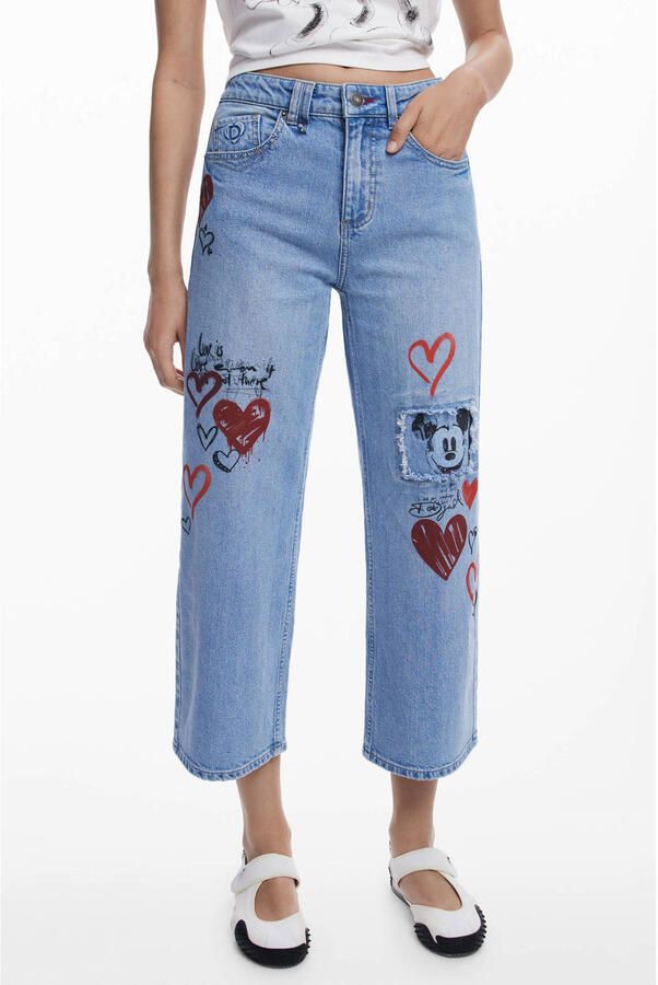 Desigual straight leg jeans medium blue denim