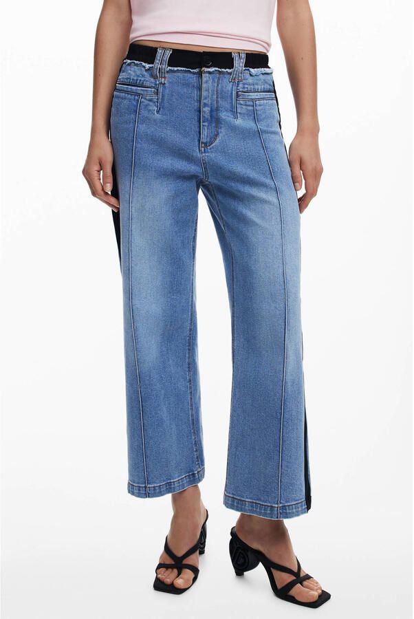 Desigual straight leg jeans medium blue denim