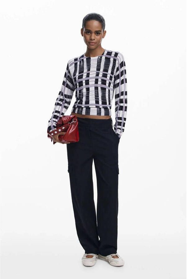 Desigual straight low waist cargobroek zwart