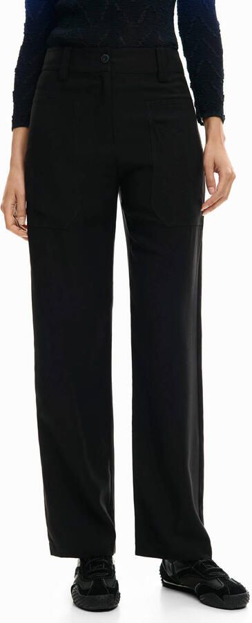 Desigual straight regular waist broek zwart