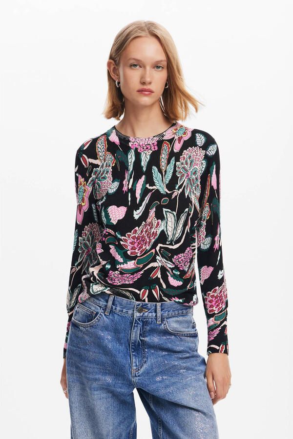 Desigual Zwarte Viscose Gebreide Tops & T-shirt Multicolor Dames - Foto 3