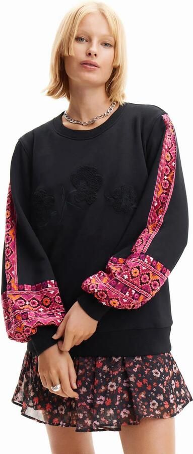 Desigual sweater zwart roze
