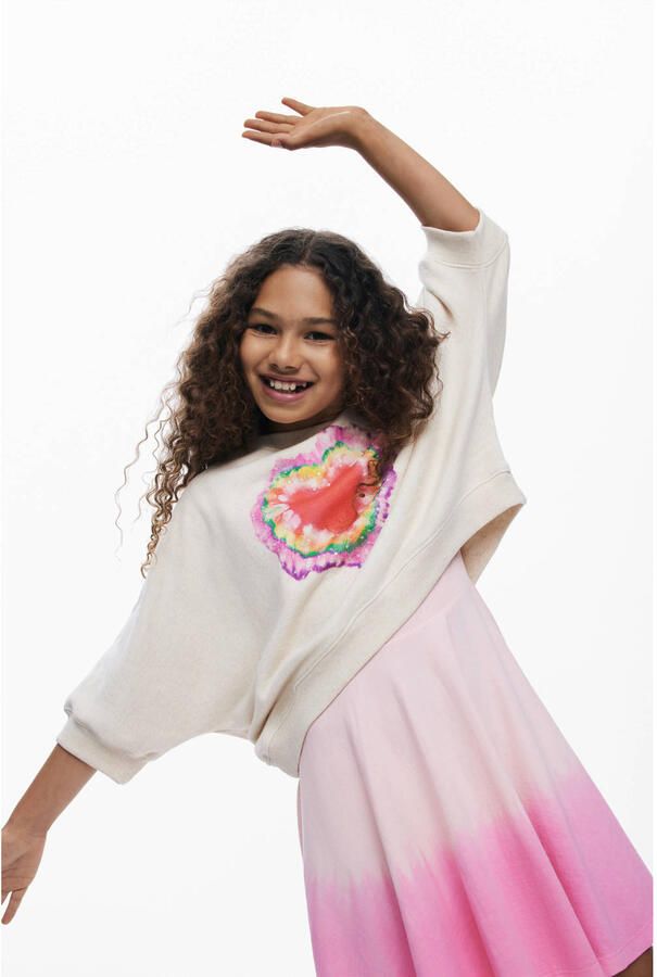 Desigual sweatjurk met pailletten ecru - Foto 2