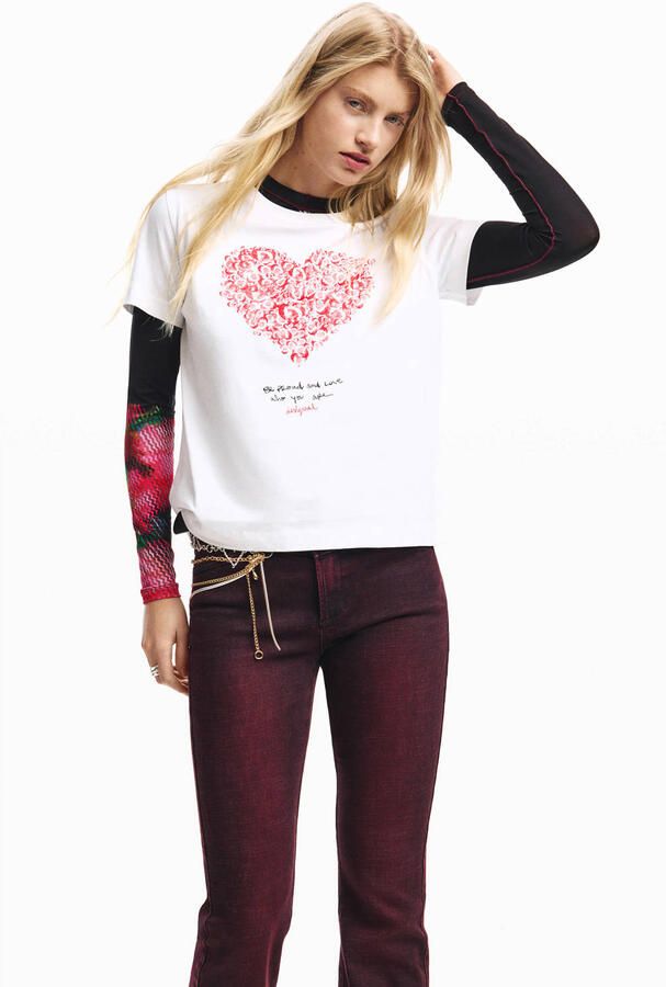 Desigual T-shirt met hartjes wit