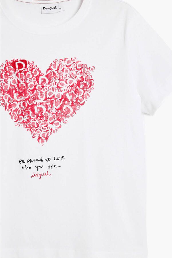 Desigual T-shirt met hartjes wit - Foto 3