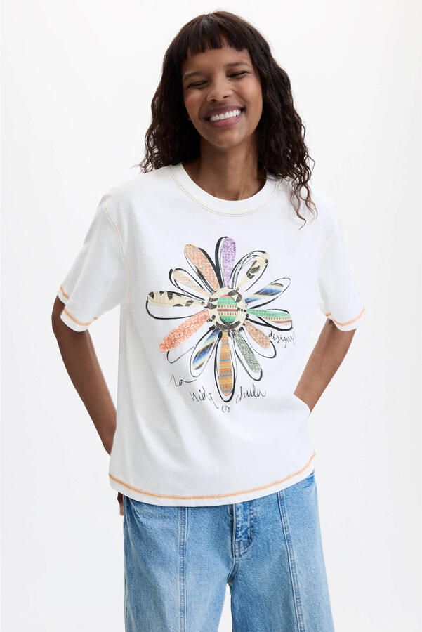 Desigual T-shirt met print wit