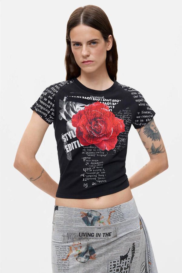Desigual T-shirt met print zwart