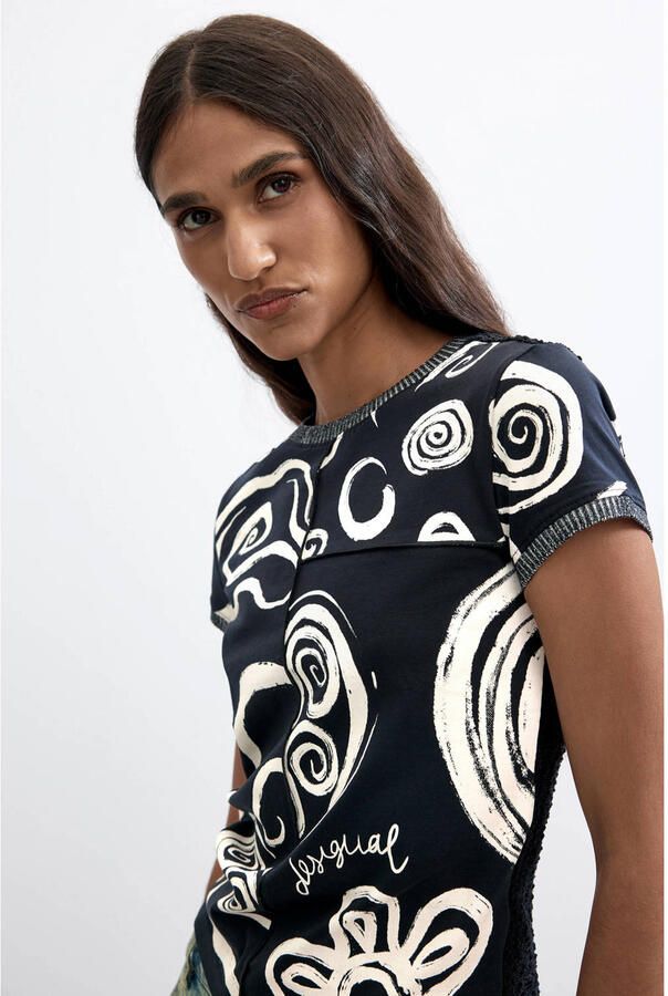 Desigual T-shirt met print zwart