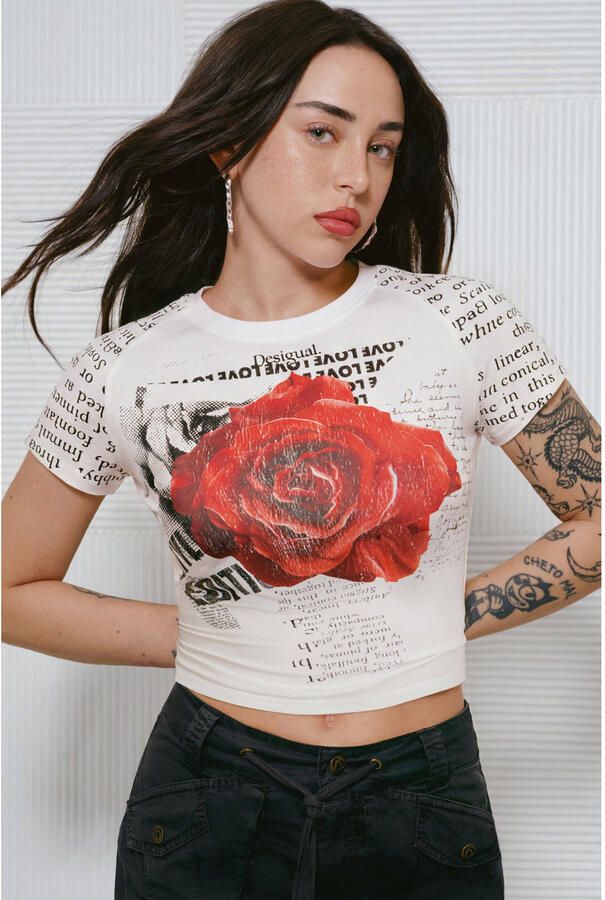 Desigual T-shirt met tekst wit