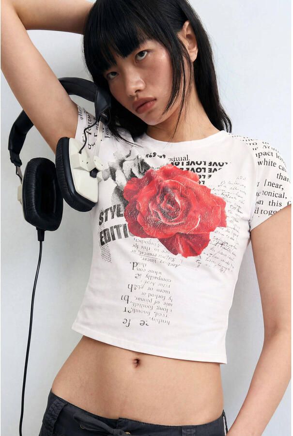 Desigual T-shirt met tekst wit - Foto 2