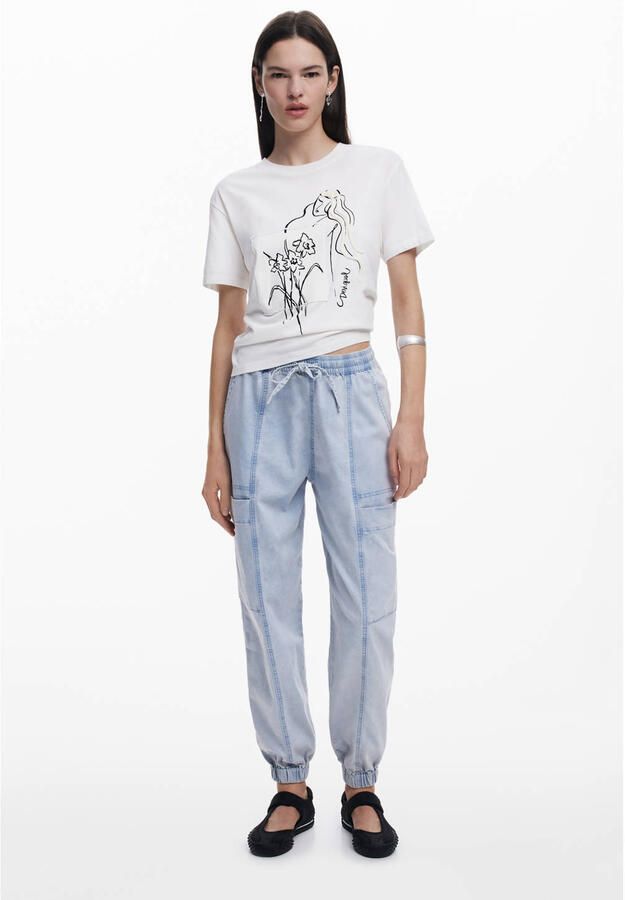 Desigual Katoenen T-shirt met korte mouwen voor vrouwen White Dames
