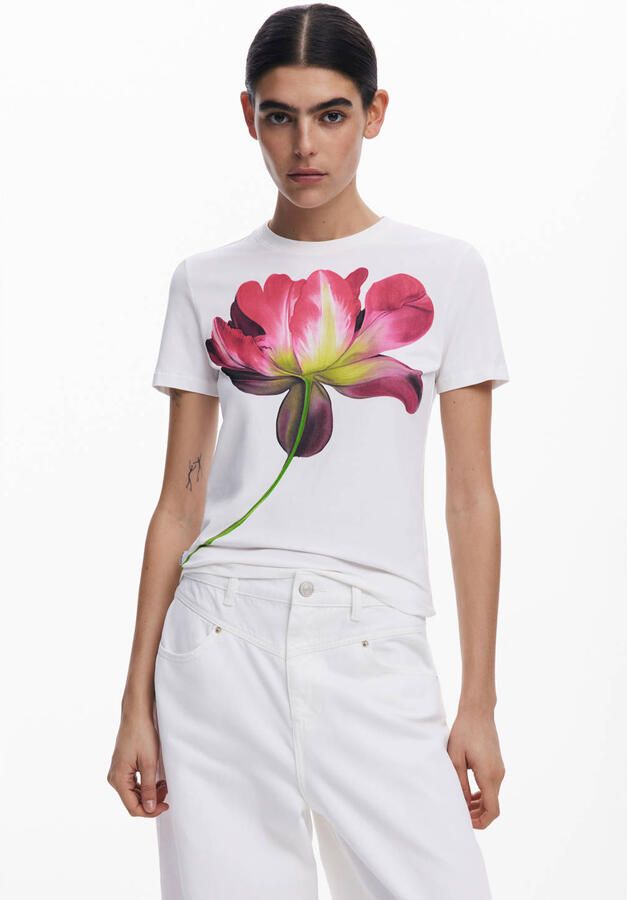 Desigual Stijlvol Bedrukt T-shirt voor Vrouwen White Dames - Foto 2