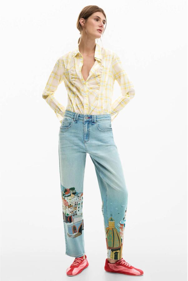 Desigual tapered jeans light blue denim - Foto 3