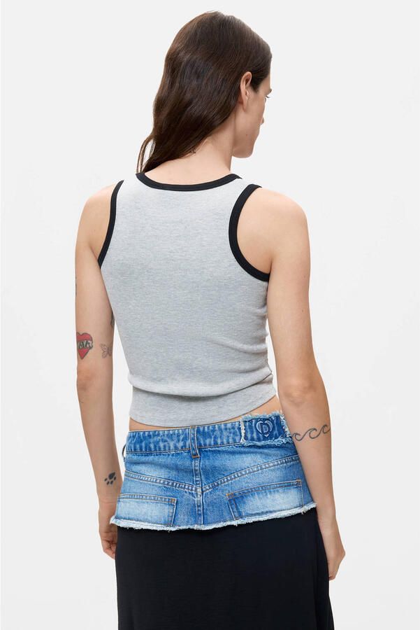 Desigual top met borduursels grijs - Foto 3