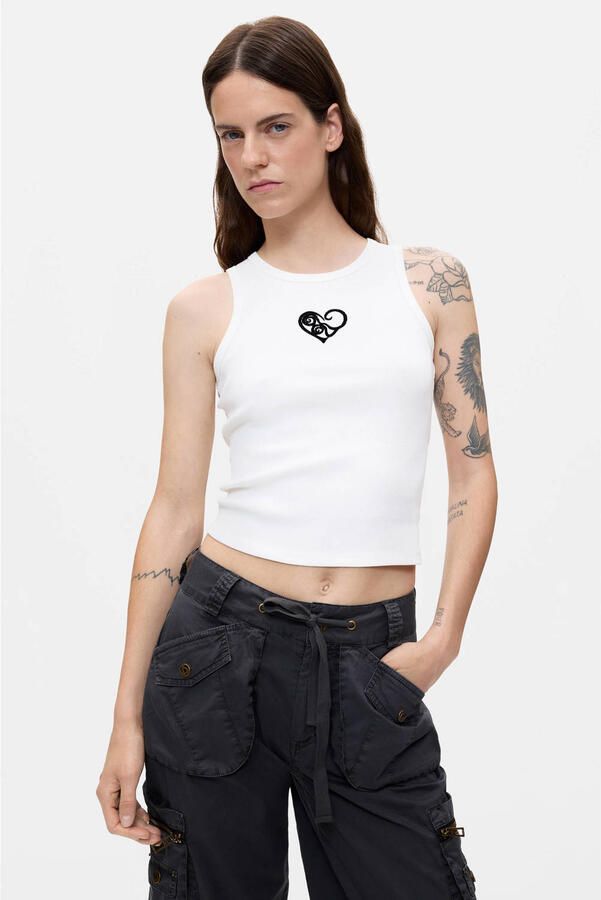 Desigual top met borduursels wit