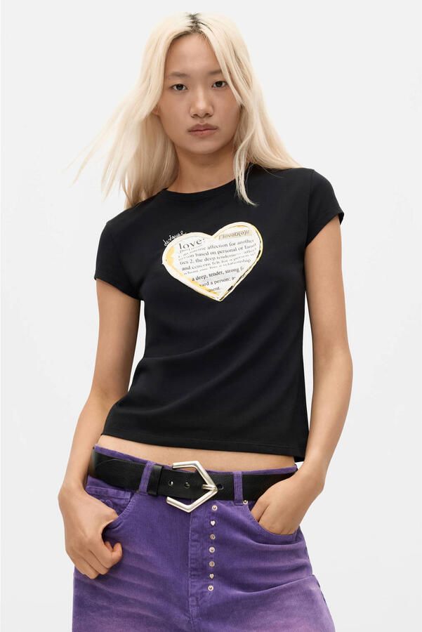 Desigual top met hartjes zwart - Foto 3