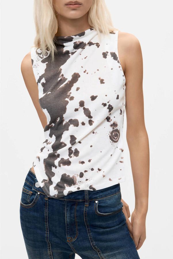 Desigual top met koeienprint wit - Foto 3