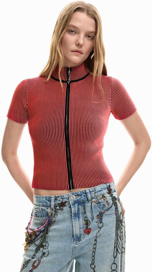 Desigual top met krijtstreep rood