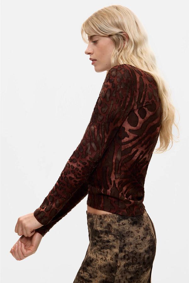 Desigual top met panterprint bruin - Foto 2