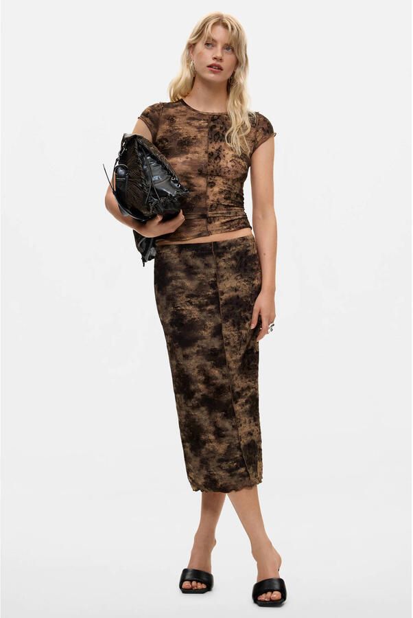 Desigual top met print bruin