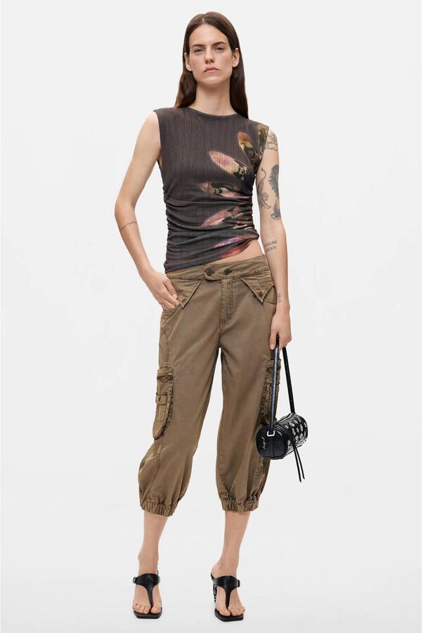 Desigual top met print grijsbruin - Foto 2