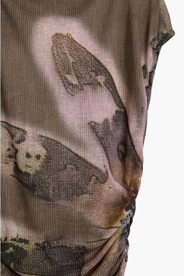 Desigual top met print grijsbruin - Foto 3