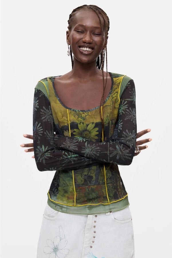 Desigual top met print groen