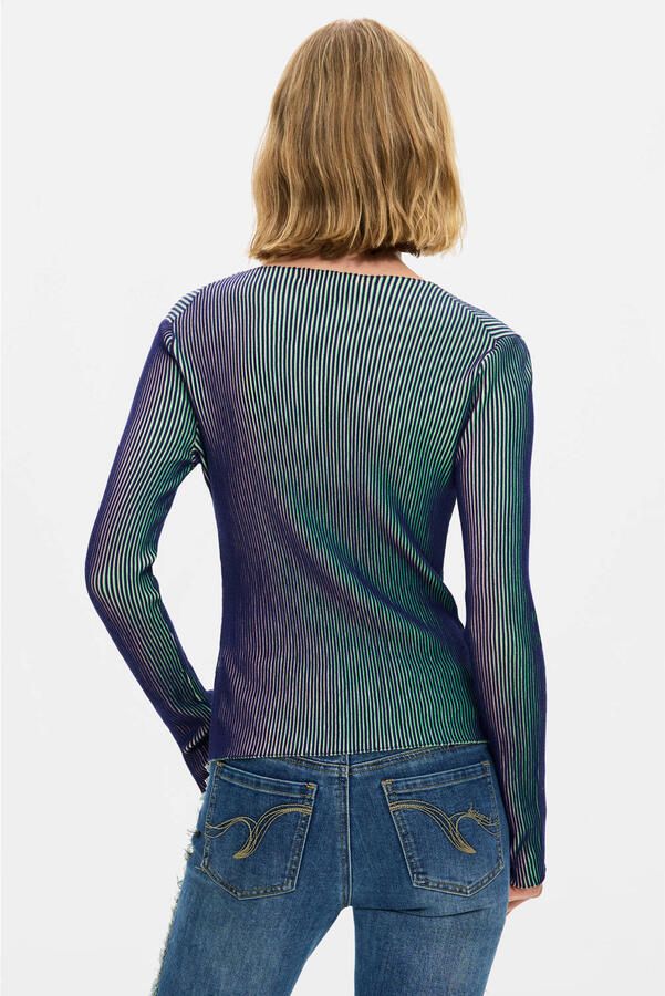 Desigual fijn gebreide top blauwgroen - Foto 3