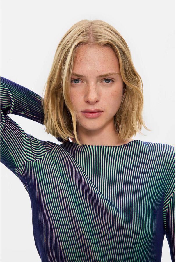 Desigual fijn gebreide top blauwgroen - Foto 2