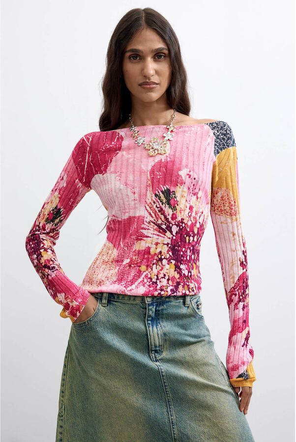 Desigual top met print roze