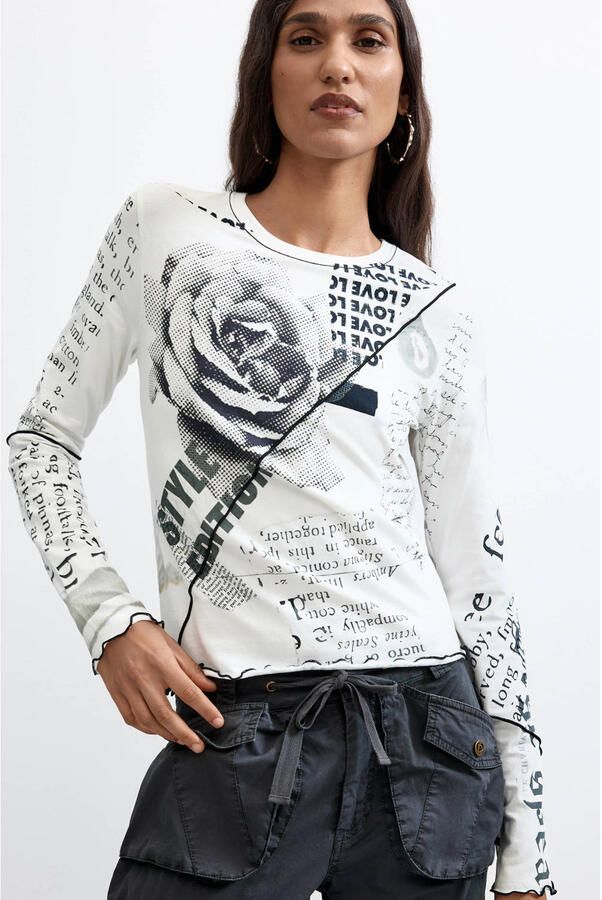 Desigual top met print wit
