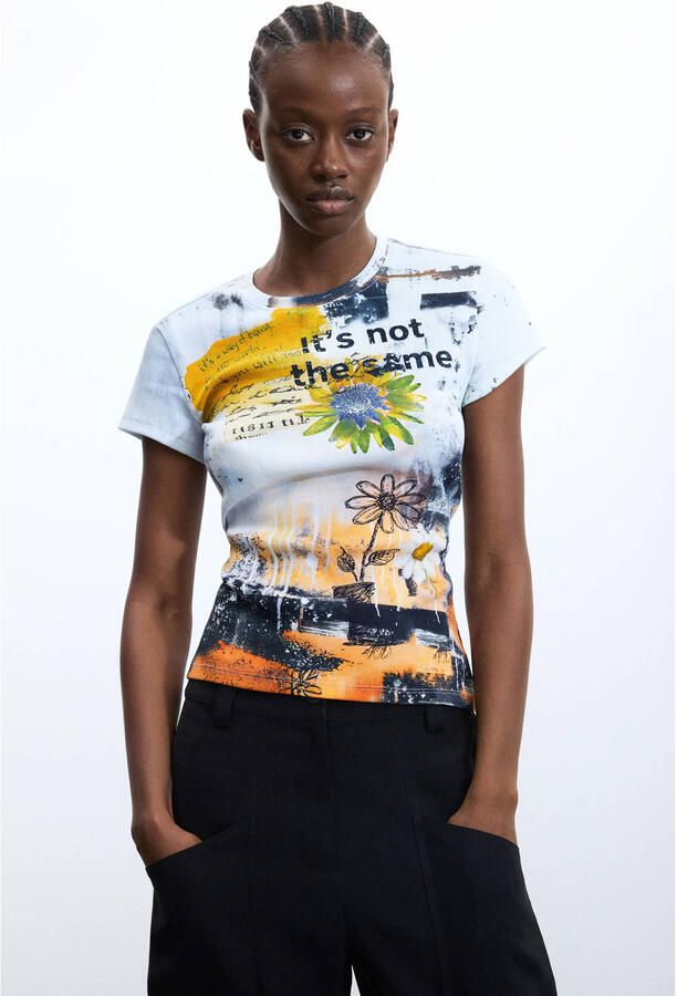Desigual top met print wit