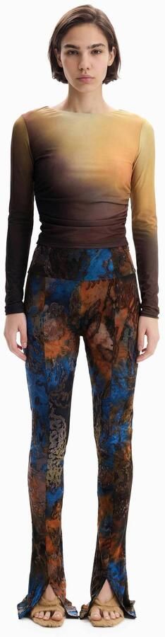 Desigual top met tule details donkerpaars geel - Foto 2