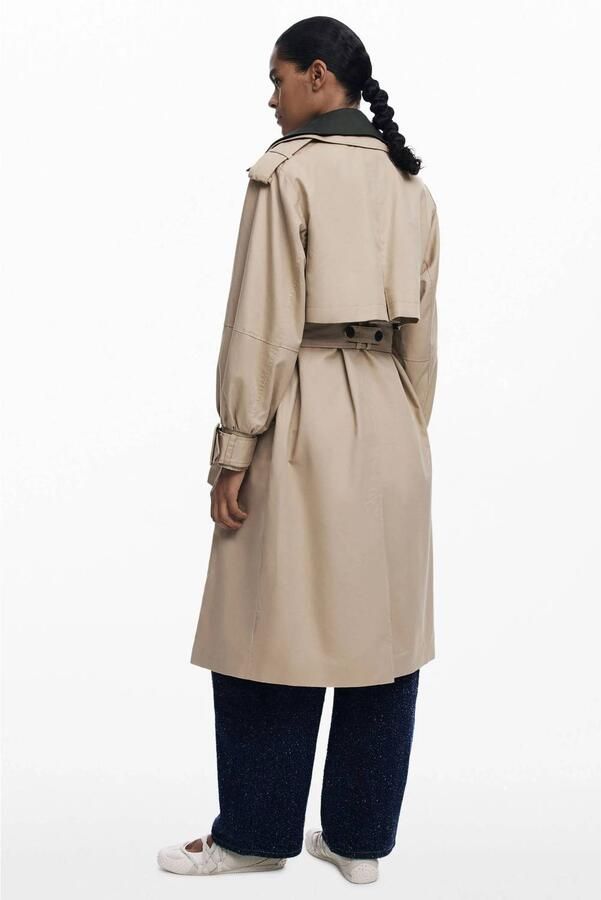 Desigual trenchcoat beige donkergroen - Foto 3