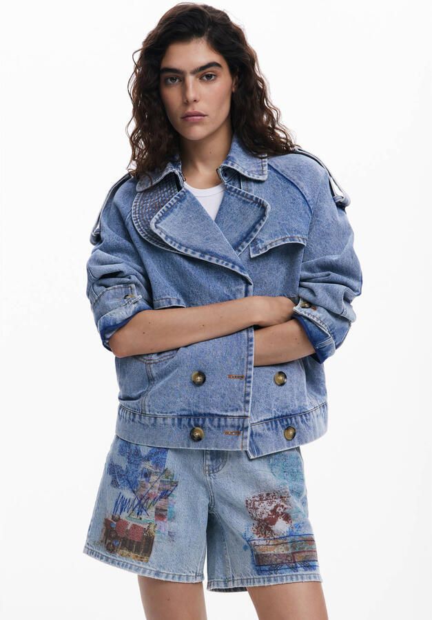 Desigual trenchcoat light blue denim