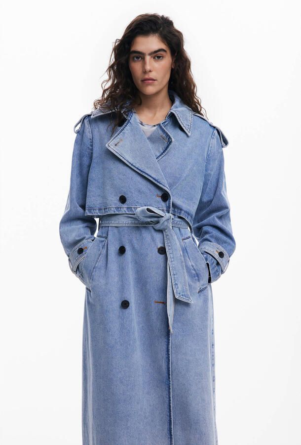 Desigual trenchcoat medium blue denim