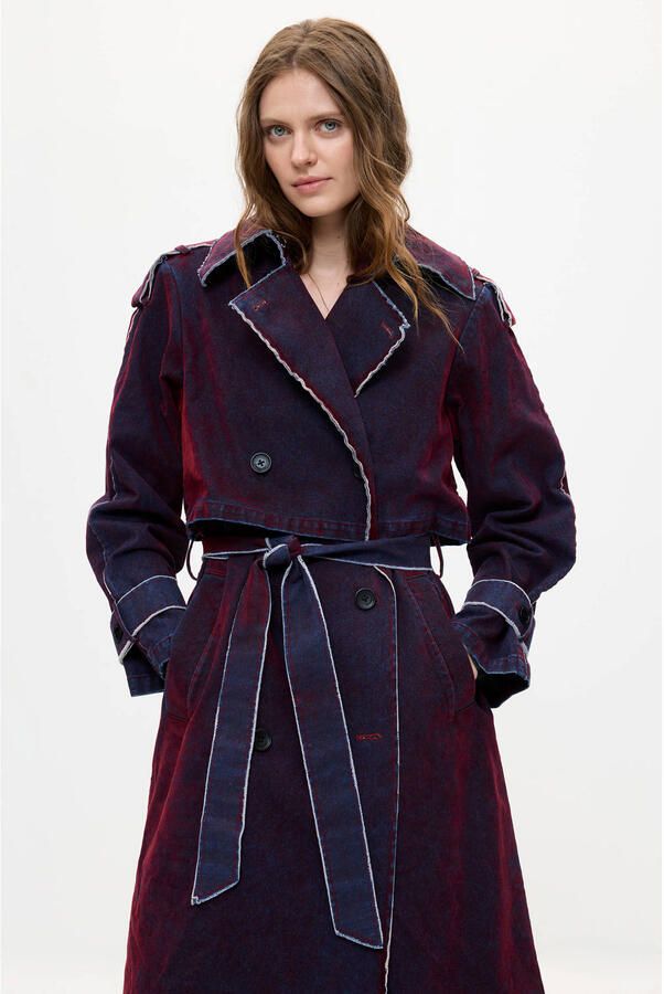 Desigual trenchcoat met ceintuur donkerrood