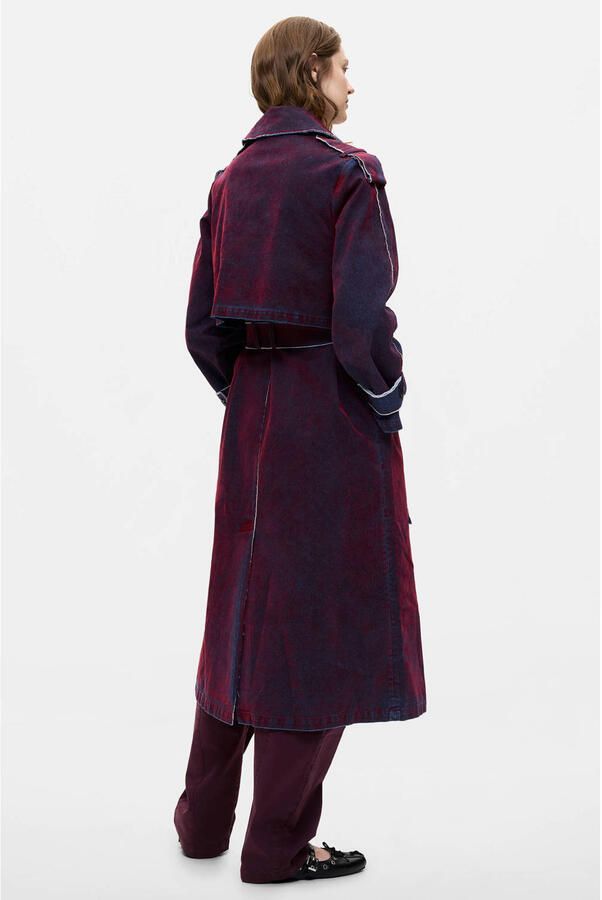 Desigual trenchcoat met ceintuur donkerrood - Foto 2